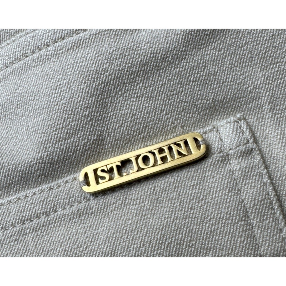 ST JOHN Chino Pant Light Beige Women's 4 Straight Leg USA Made Gold‎ Hardware